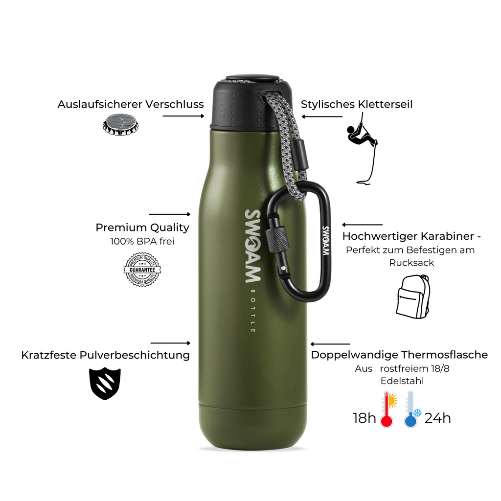 SWOAM Thermoflasche 500ml (Forest Green) – SWOAM Bottle